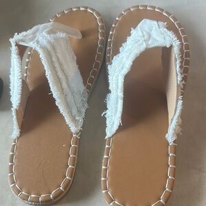Women's White and Tan Sandals